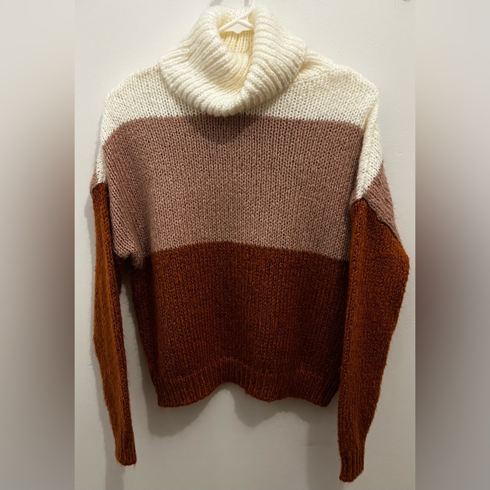 Vintage Rue 21 Fall Color Block, Soft Cowneck Sweater, Size S